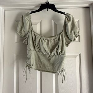 Hollister Sage Green Puff Sleeve Top